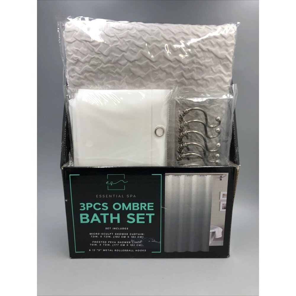 Idea Nuova Essential Spa 3PC Shower Set Assorted White Dark Gray Size OS NWB